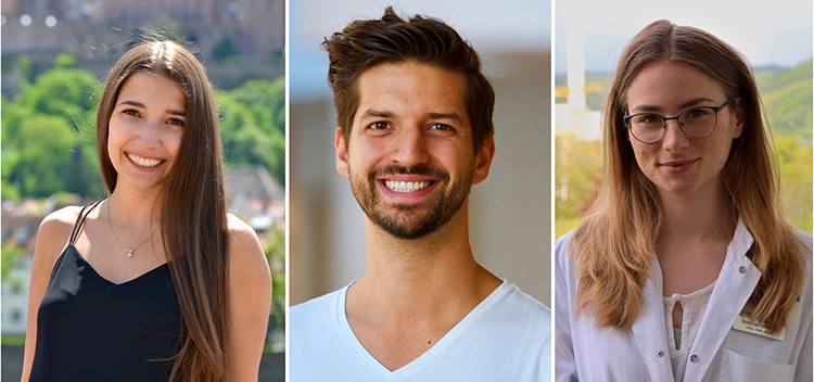 Die Gewinner des nationalen Clinical Case Contest Deutschland/Österreich/Schweiz 2020/21 (von links): Alexandra Bolbos, Universitätsklinikum Heidelberg (1. Platz), Valentin Hermann, Universität Witten-Herdecke (2. Platz), Hannah Dittmer, Universitätsk