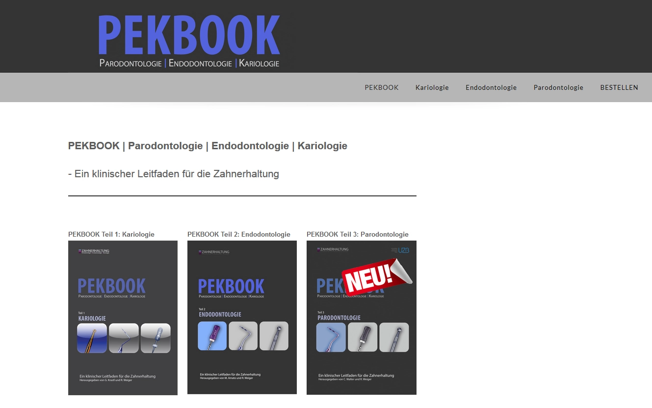 Screenshot der Seite www.pekbook.ch.