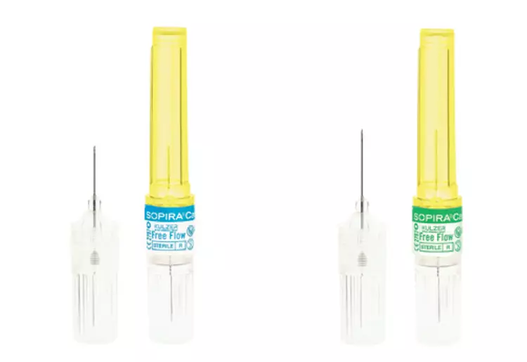 Abb. 1: Nadeln mit speziellem Kurzschliff eignen sich besonders gut für die ILA und haben ein geringeres Abknick-Risiko (hier: SOPIRA Carpule 30 G, 0,3 mm x 12mm/0,3 mm x 16 mm, Kulzer).