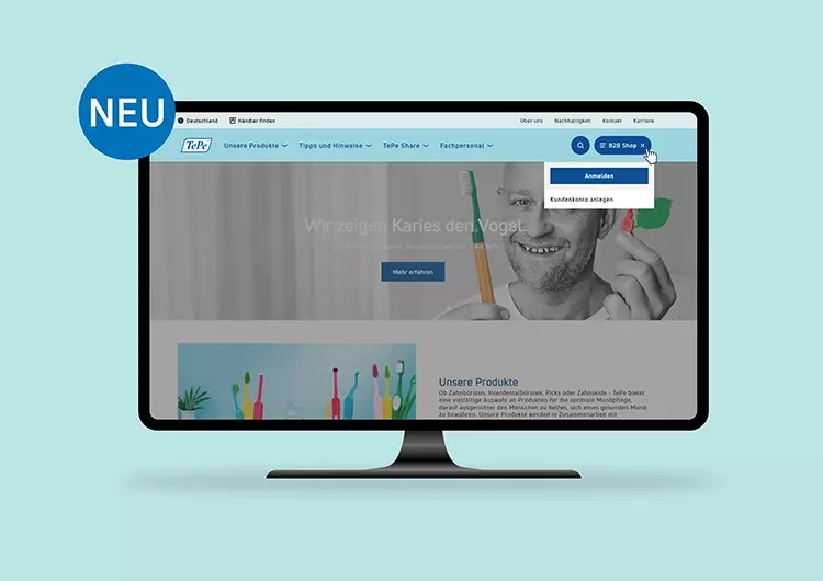 Alle TePe Produkte können ganz einfach über den neuen B2B Shop auf www.tepe.com erworben werden.