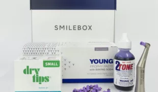 Die Smilebox enthält ein komplettes Set für die professionelle Zahnreinigung.