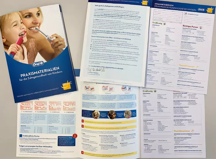 Abb. 3: Praxismaterialien für zahnärztliche KollegInnen aus dem Projekt der DGKiZ in Kooperation mit Oral-B.