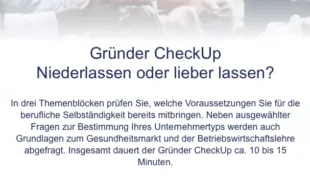 Startmaske des Gründe CheckUps