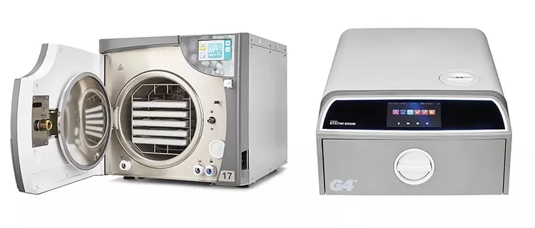 Links Bravo G4 geöffnet und rechts SciCan StatimB 6000 G4+.