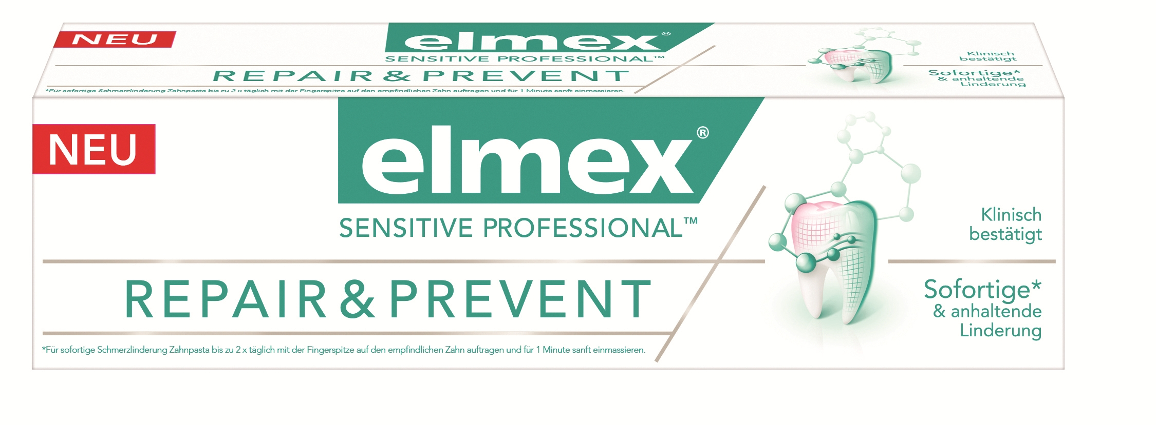 Die neue elmex® SENSITIVE PROFESSIONALTM Repair&Prevent Zahnpasta.