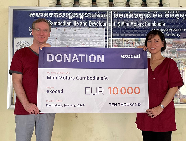 exocad hat 10.000 € an die in Deutschland ansässige Nonprofit-Organisation Mini Molars Cambodia e.V. gespendet.