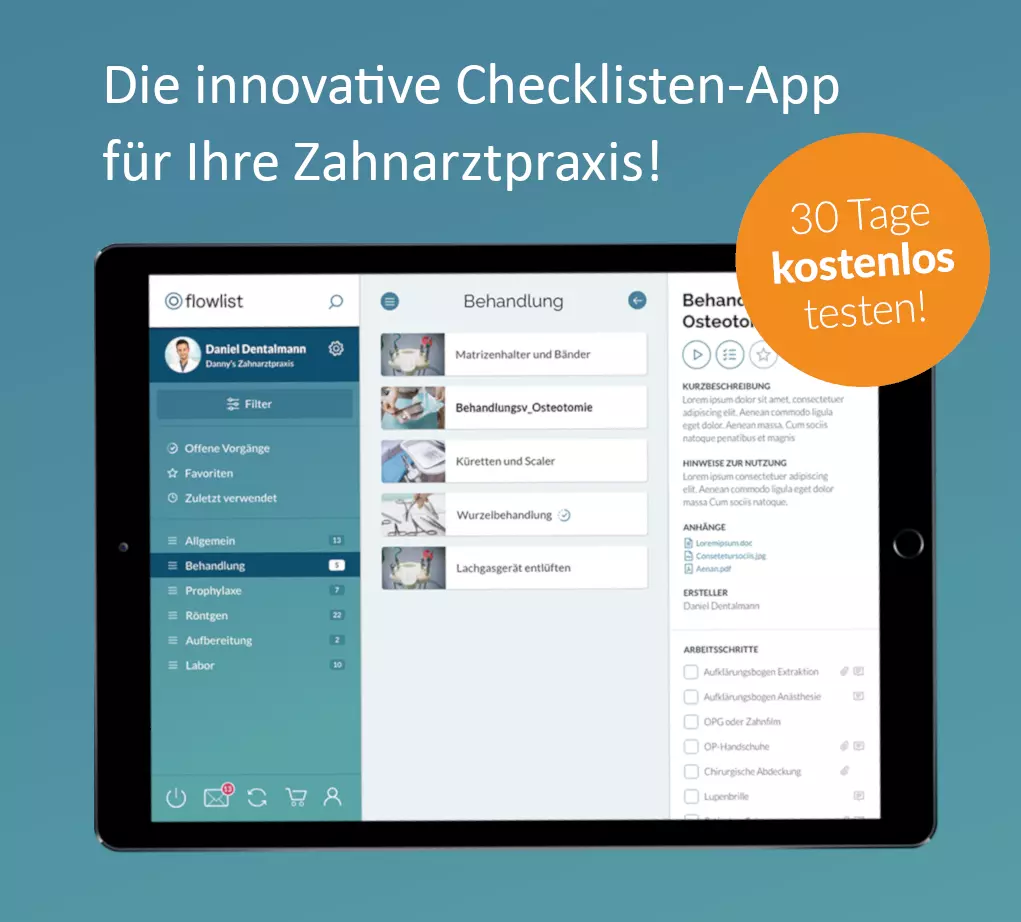 Flowlist von Spitta: Die neue Lösung für effiziente Arbeitsabläufe und eine smarte Praxisorganisation in der modernen Zahnarztpraxis.