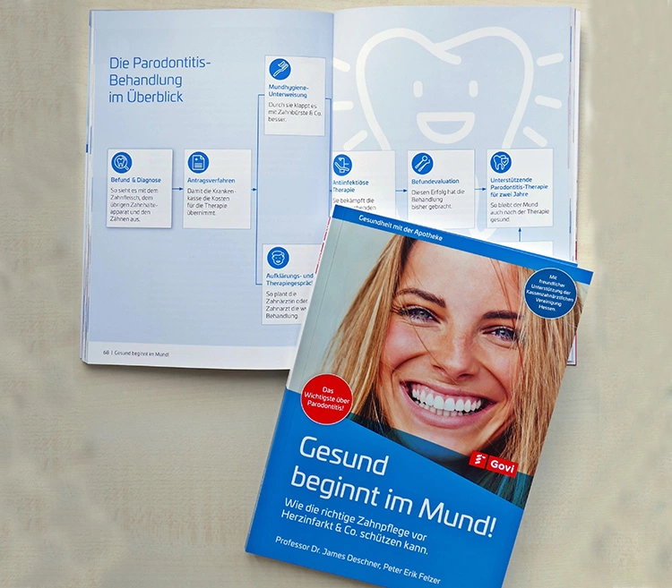 Der neue Patientenratgeber informiert über Parodontitis und die Möglichkeiten, die gesetzlich Versicherten seit Mitte 2021 bei der Behandlung dieses Krankheitsbildes offenstehen.