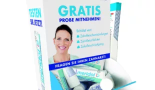 Das Proben-Display für die Praxis – eine der Aktionen zu den meridol® Testwochen 2019