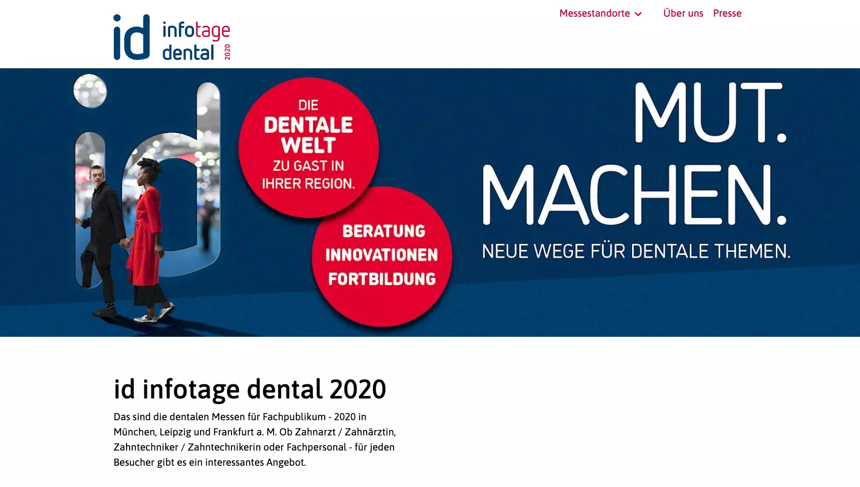 Screenshot der neuen Homepage.